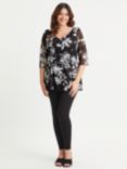 Scarlett & Jo Floral V-Neck Tunic Top, Black/White