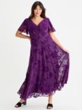 Scarlett & Jo Isabelle Velvet Floral Flock Dress, Purple