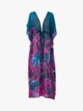 Seaspray Honolulu Maxi Floral Print Kaftan, Green/Print