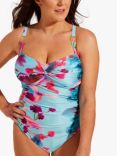 Seaspray Kefalonia Twist Bust Floral Print Swimsuit, Blue/Multi