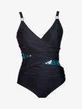 Seaspray Marbella Sequin Double Draped Swimsuit, Black/Jade