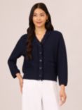 Adrianna Papell Frayed Waffle Crop Cardigan