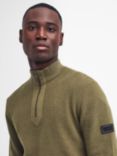 Barbour International Crawley Wool Cotton Blend Half Zip Jumper, Bleached Olive