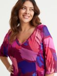 Scarlett & Jo Splash V-Neck Tunic Top, Magenta/Multi