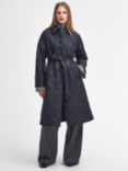 Barbour Mariah Quilted Trench Coat, Black/Muted Cabernet