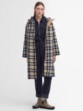 Barbour Iris Tartan Waterproof Jacket, White Pepper Navy Check