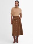 Barbour Samara Cord Midi Skirt, Brown