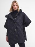 Barbour Astor Quilted Cape, Black/Muted Cabernet