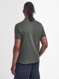 Barbour Tartan Placket Short Sleeve Pique Cotton Polo Shirt, Forest Green