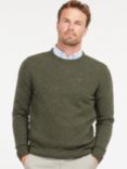 Barbour Essential Tisbury Wool Blend Crew Neck Jumper, Dark Seaweed