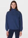 Sweaty Betty Warm Up Performance Fleece Lined Half Zip Jacket, Flux Blue