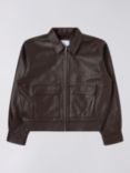 Edwin Dogma Leather Jacket, Dark Brown