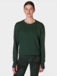 Sweaty Betty After Class Crop Organic Cotton Blend Sweatshirt, Trek Green