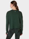 Sweaty Betty After Class Crop Organic Cotton Blend Sweatshirt, Trek Green