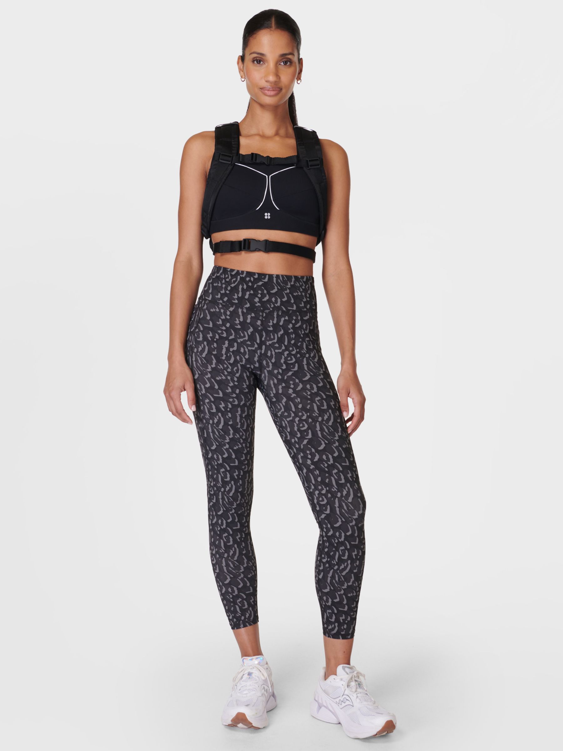 Sweaty Betty Zero Gravity 7/8 Running Leggings, Grey Leopard Print