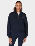 Sweaty Betty Revive Crop Half Zip Sweater, Navy Blue