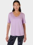 Sweaty Betty Essential Organic Cotton Blend V-Neck T-Shirt, Prism Purple