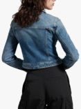 MISS SIXTY Silk Blend Cropped Denim Jacket, Grey Blue