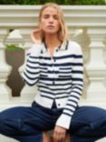 Ro&Zo Stripe Rib Knit Cardigan, White/Navy