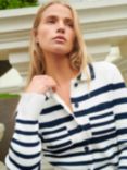 Ro&Zo Stripe Rib Knit Cardigan, White/Navy