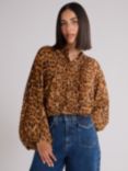 Ro&Zo Leopard Print Pintuck Blouse, Brown/Multi