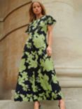 Ro&Zo Victoria Floral Dress, Green/Black