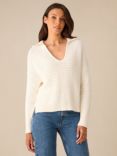 Ro&Zo Knitted Collar Jumper, Cream