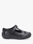 Hush Puppies Kids' Mabel Junior Riptape Leather Mary Jane Brogue Shoes, Black