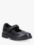 Hush Puppies Kids' Tanya Senior Leather Riptape Mary Jane Shoes, Black