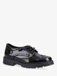 Hush Puppies Kids' Maxine Junior Patent Leather Lace Up Brogue Shoes, Black