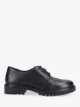 Hush Puppies Kids' Athena Senior Leather Lace Up Brogue Shoes, Black