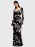 AllSaints Cynthia Floral Dress, Black/White