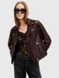 AllSaints Dalby Leather Biker Jacket, Burgundy