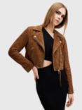 AllSaints Dalby Suede Biker Jacket, Sugar Brown