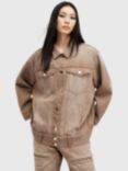 AllSaints Willow Oversized Denim Jacket, Light Brown