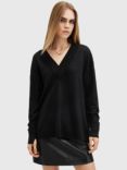 AllSaints Bern V-Neck Wool Jumper, Black