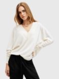 AllSaints Bern Wool V-Neck Knit Top, White Natural