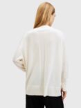 AllSaints Bern Wool V-Neck Knit Top, White Natural