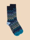 White Stuff Squiggle Socks, Navy/Multi