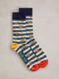 White Stuff Sloth Day Ankle Socks, Teal/Multi