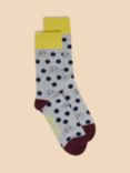 White Stuff Spot Print Socks, Grey Mlt