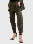 AllSaints Freda Denim Trousers, Green/Multi