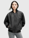 AllSaints Belle Oversized Bomber Jacket, Black