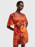 AllSaints Tian Floral Dress, Orange/Multi