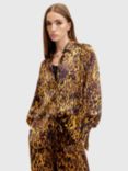 AllSaints Oana Leopard Print Shirt, Yellow/Multi