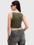 AllSaints Rina Ribbed Crop Tank Top, Green Mid