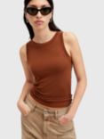 AllSaints Rina RIbbed Tank Top, Brown Mid