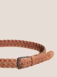 White Stuff Leather Weave Belt, Mid Tan