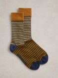 White Stuff Cotton Blend Ribbed Stripe Socks, Green/Multi