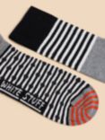 White Stuff Stripe & Spot Cotton Blend Socks, Grey/Multi